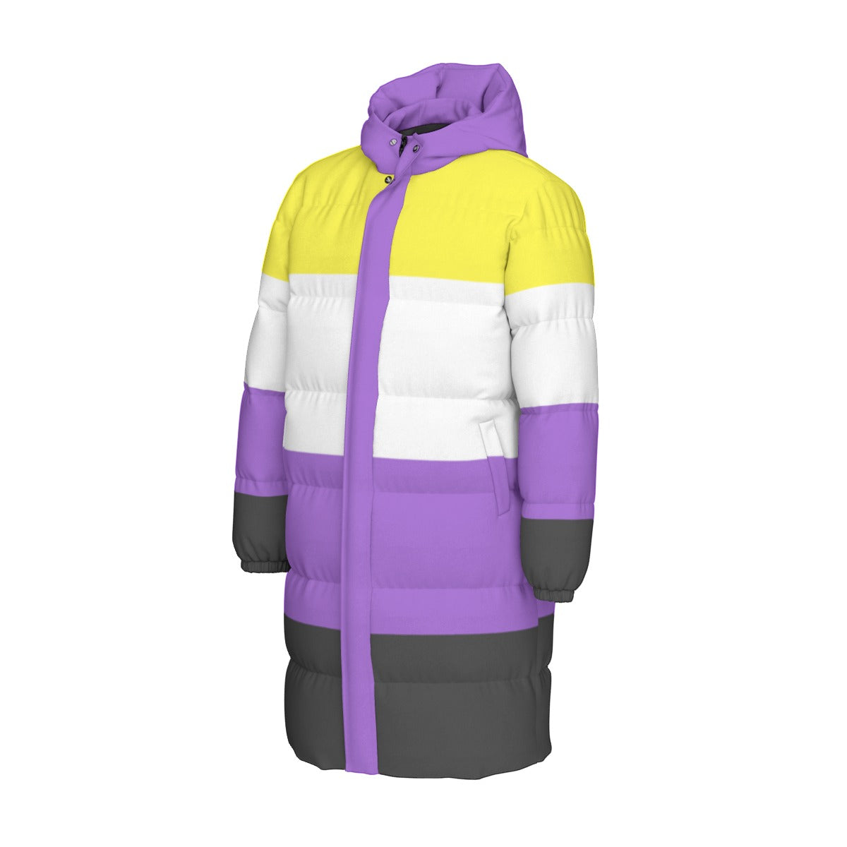 Non-Binary Pride Flag All-Over Print All Genders Long Down Jacket