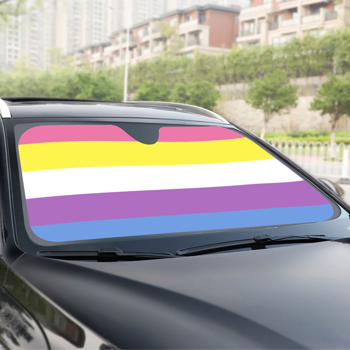 Bigender Pride Flag Windshield Sunshade | 145 cm (57.1)
