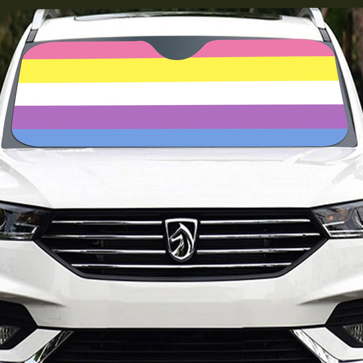 Bigender Pride Flag Windshield Sunshade | 137 cm (53.9")