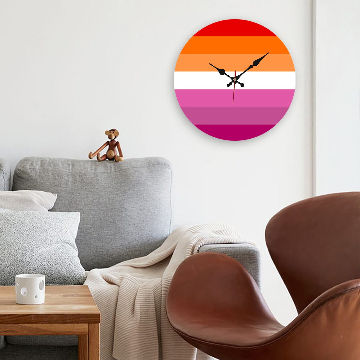 Lesbian Pride Flag Wooden Wall Clock