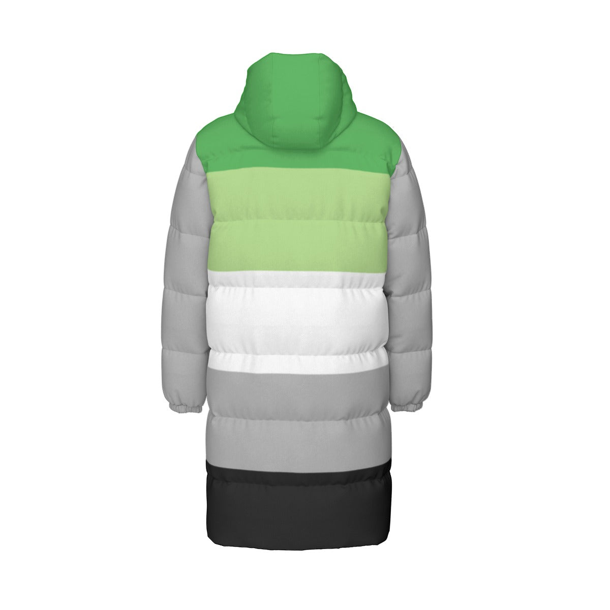 Aromantic Pride Flag All-Over Print All Genders Long Down Jacket