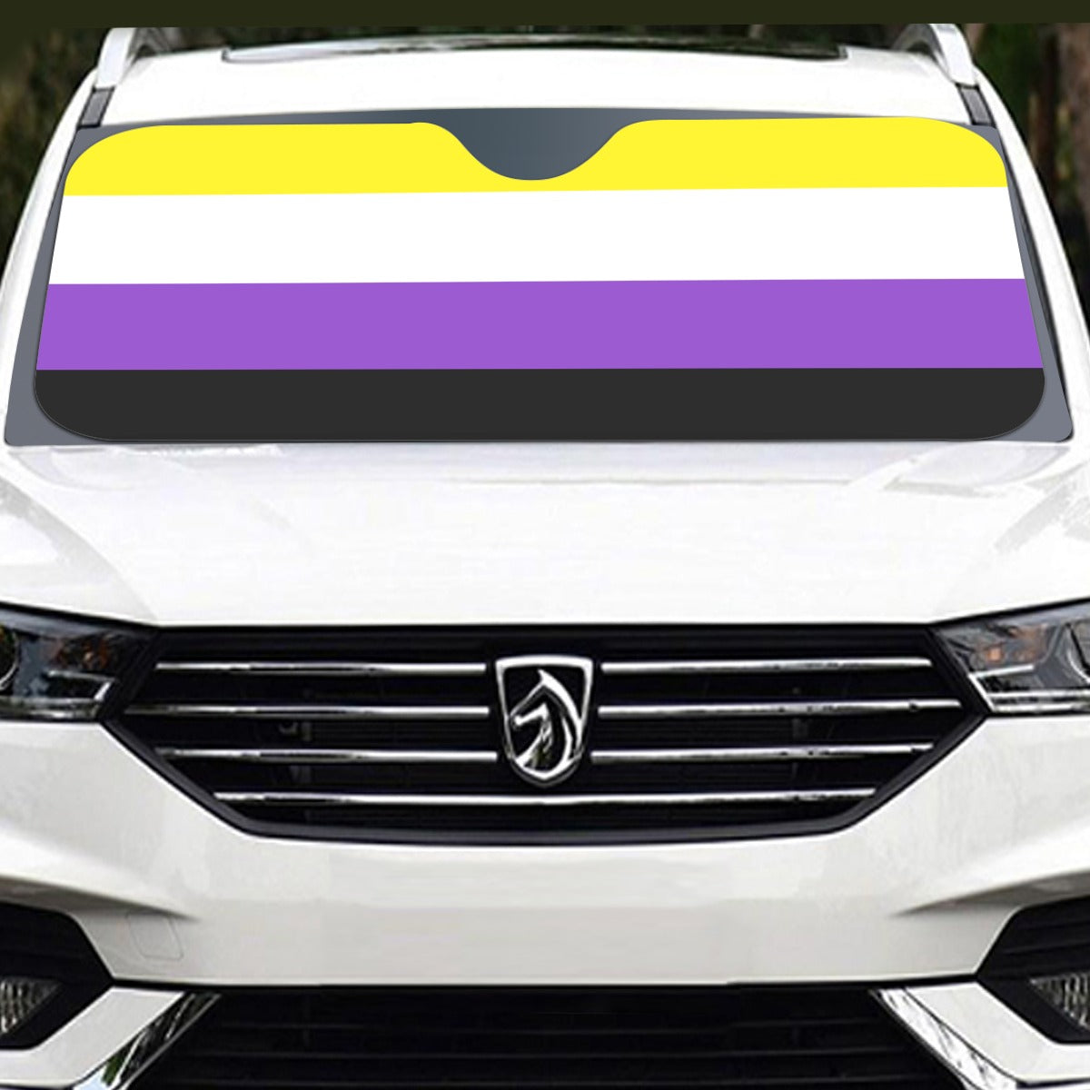 Non-Binary Pride Flag Windshield Sunshade | 137 cm (53.9")