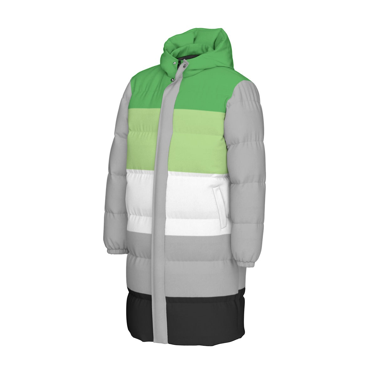 Aromantic Pride Flag All-Over Print All Genders Long Down Jacket