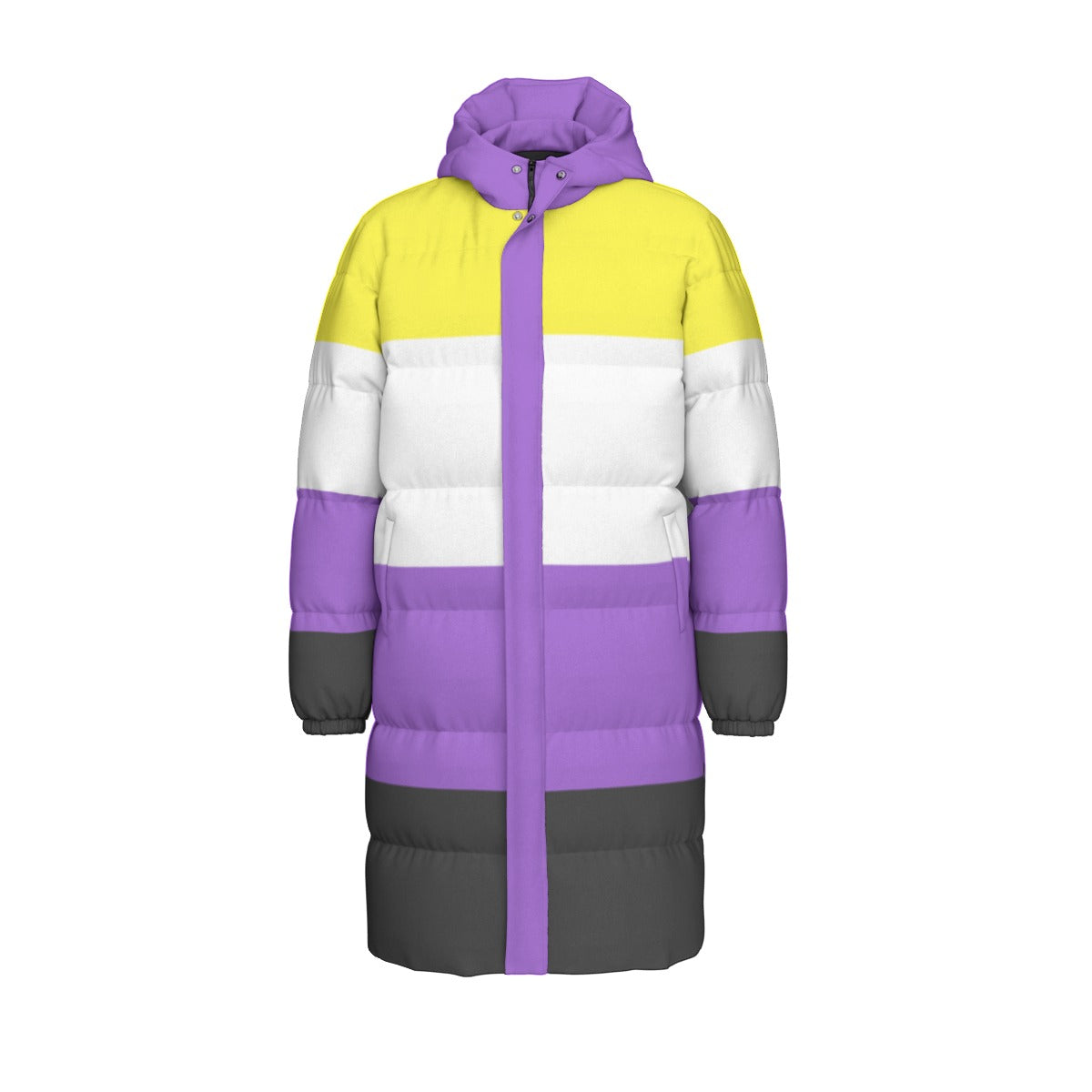 Non-Binary Pride Flag All-Over Print All Genders Long Down Jacket