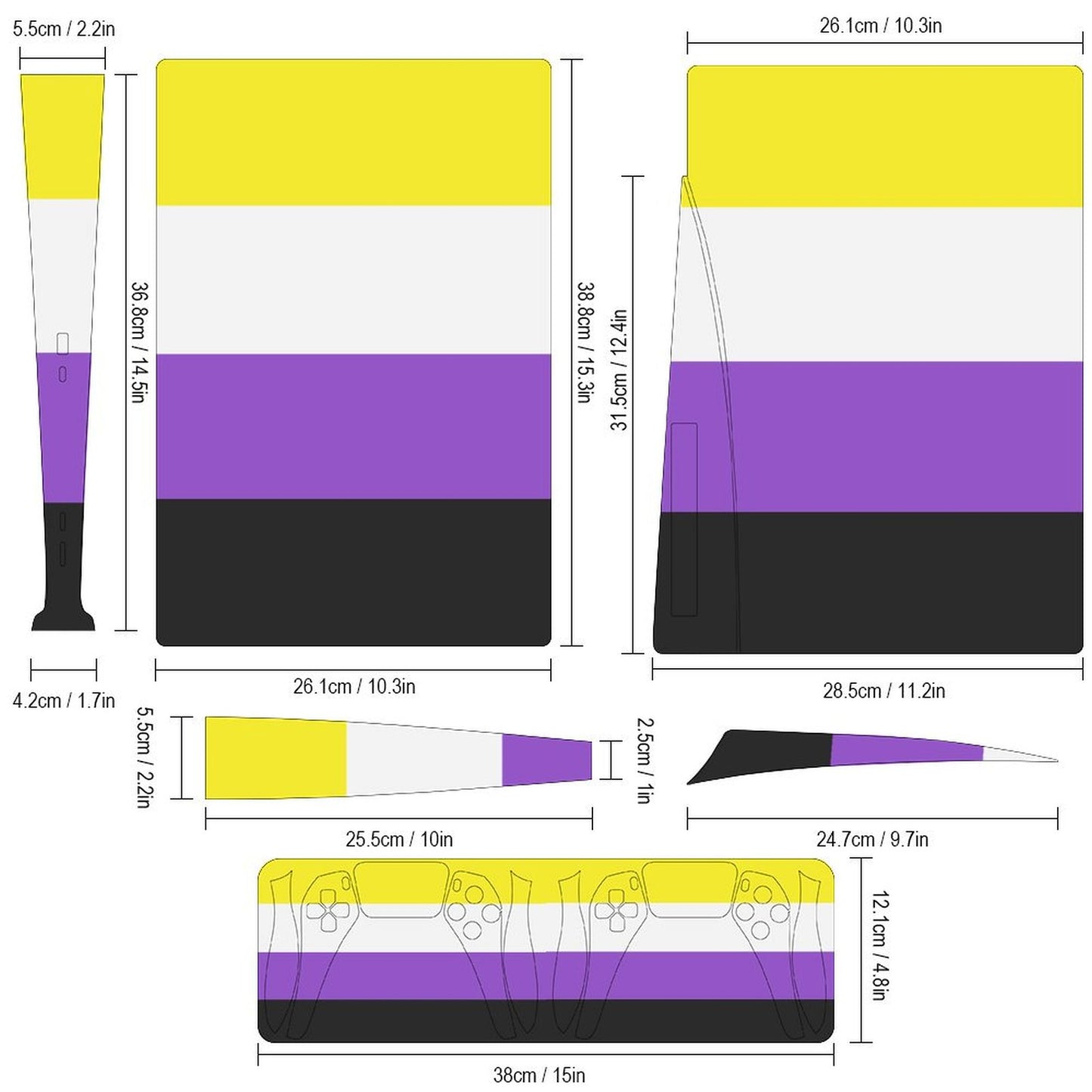 Non-Binary Pride Flag PS5 Game Console Sticker (Optical Drive Version)