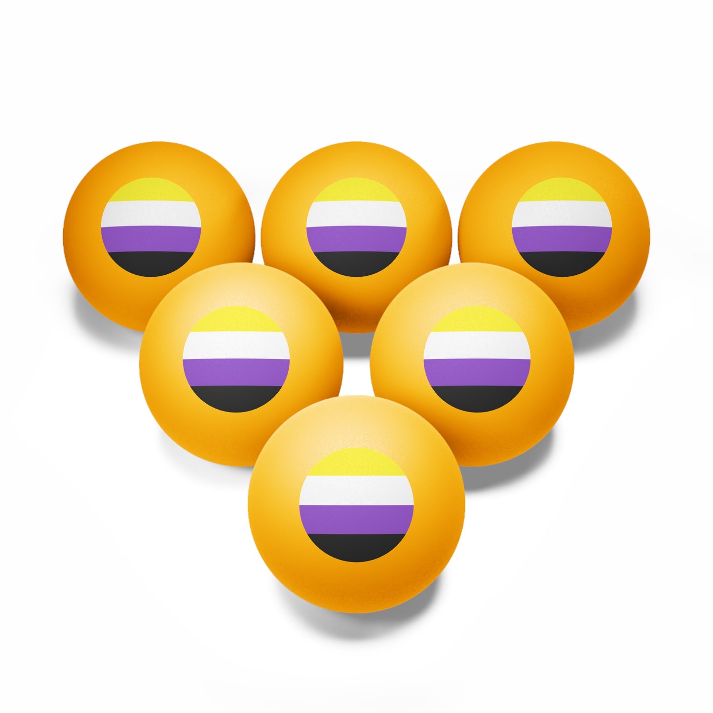 Non-Binary Pride Flag Ping Pong Balls - 6 pcs