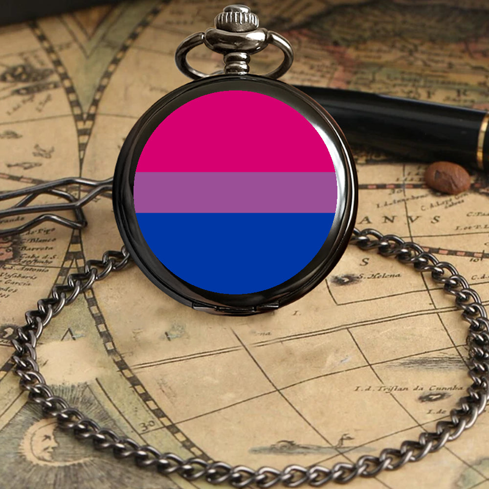 Bisexual Pride Flag Round Pocket Watch