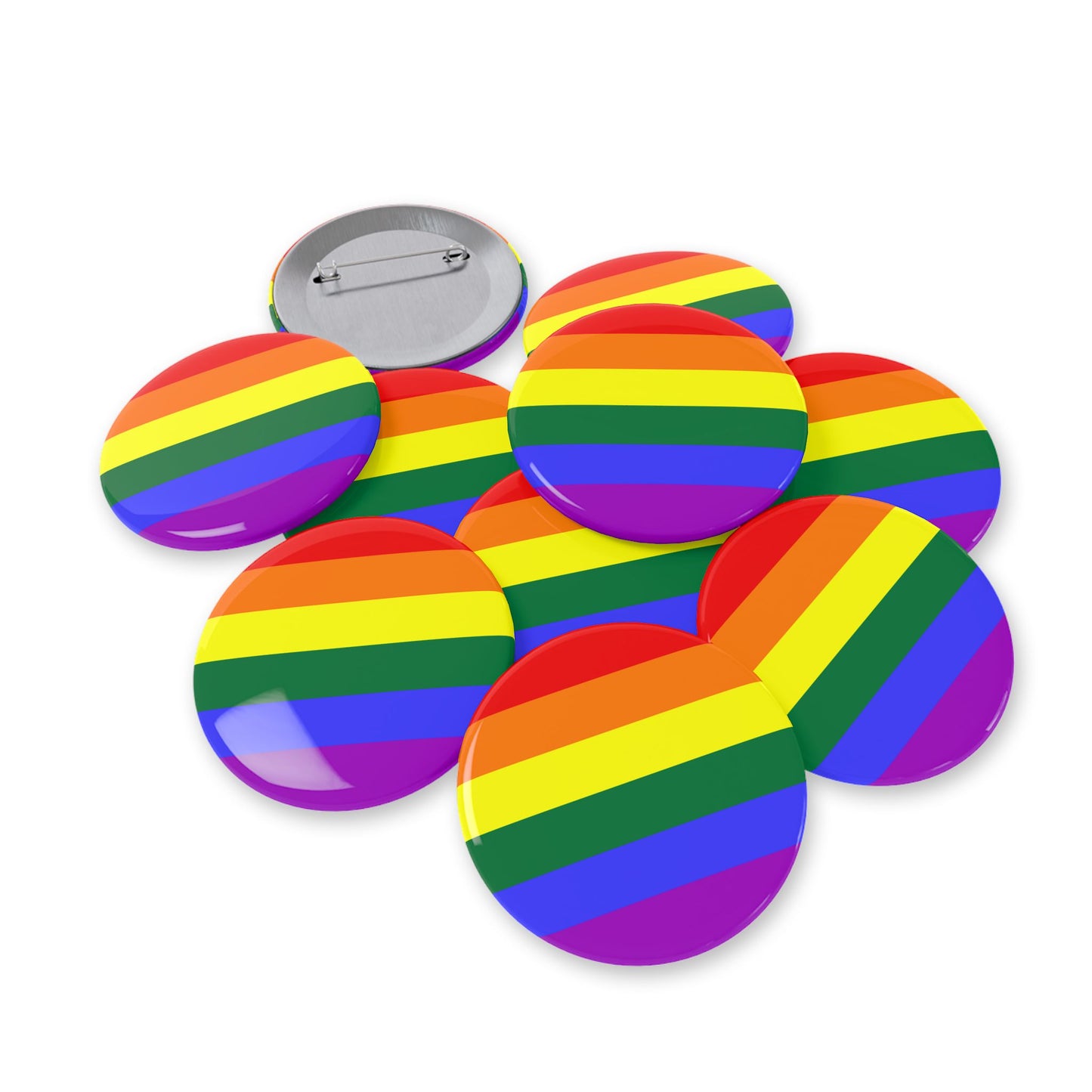 Rainbow Pride Flag Round Pins - Multiple Sizes
