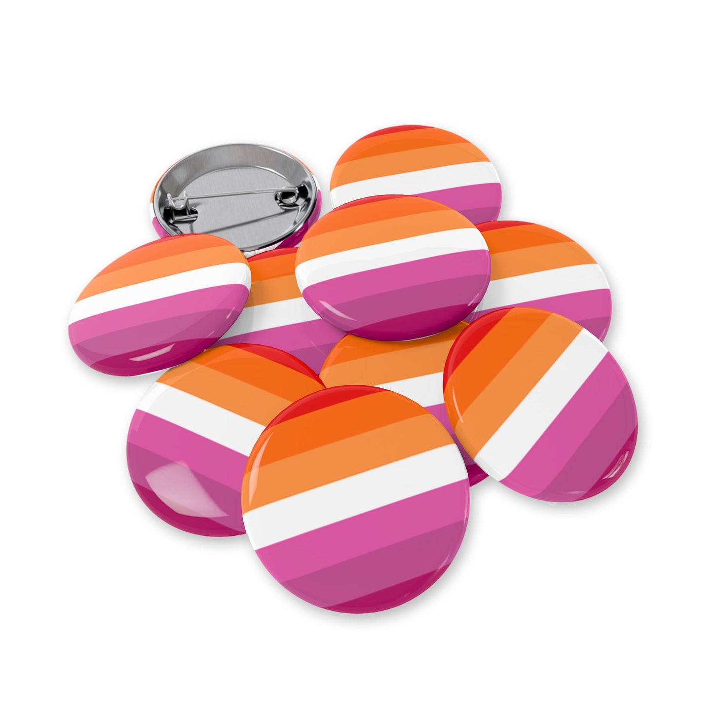 Lesbian Pride Flag Round Pins - Multiple Sizes