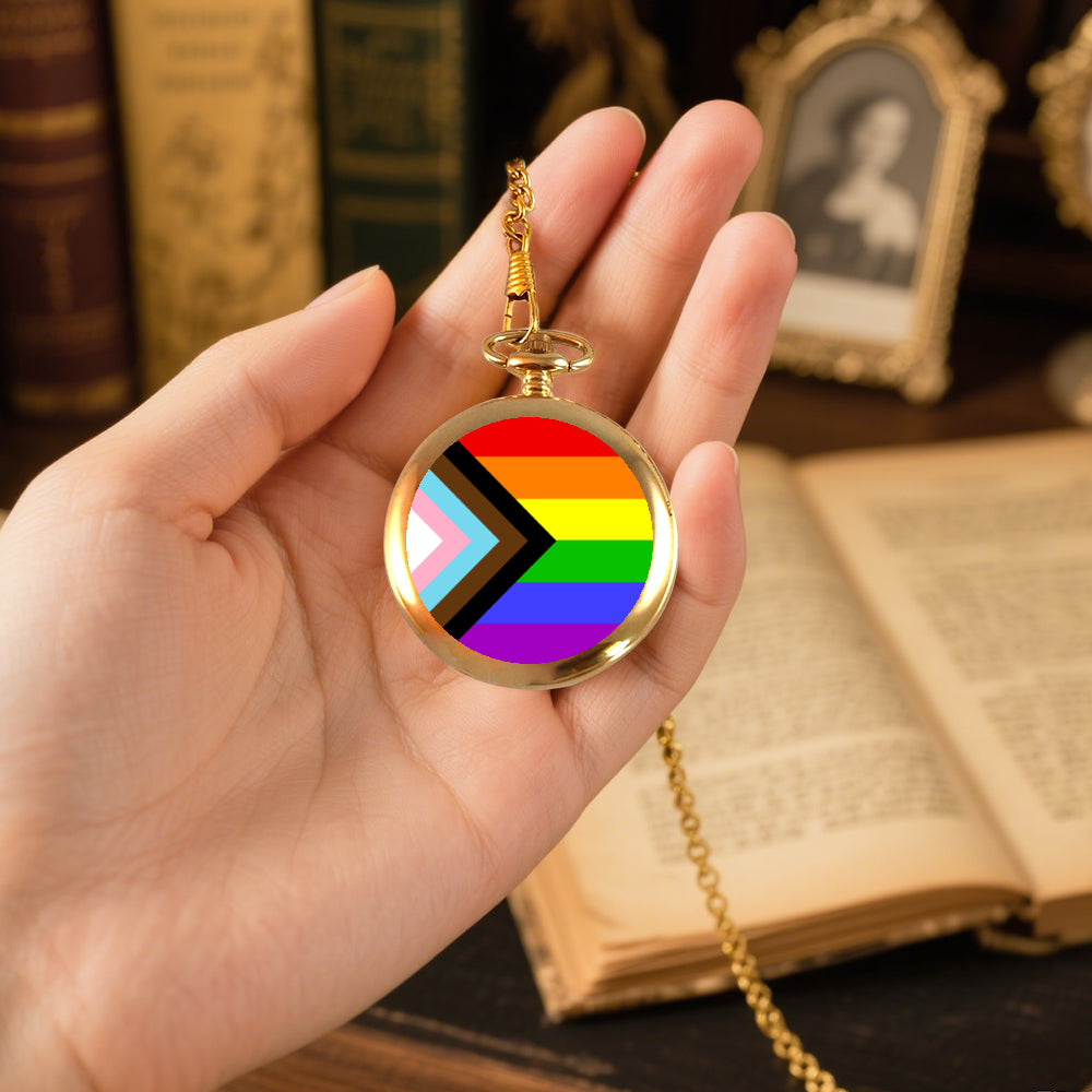 Progress Pride Flag Round Pocket Watch