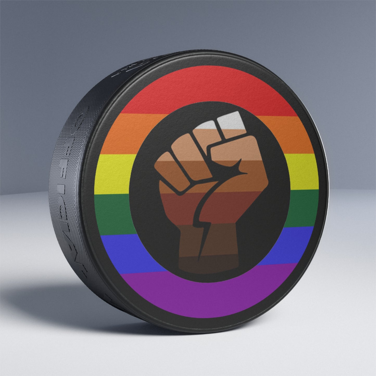 QPOC Pride Flag Hockey Puck
