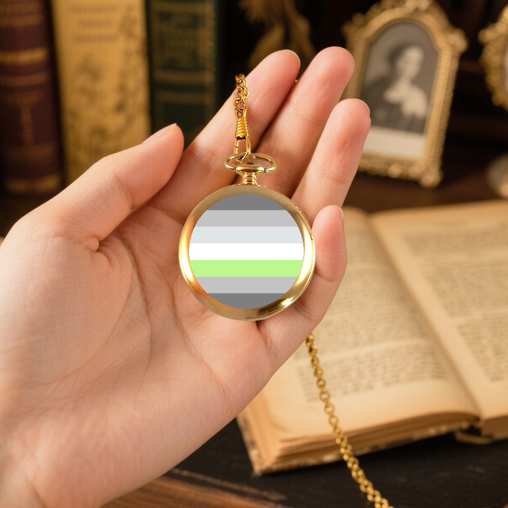 Demiagender Pride Flag Round Pocket Watch