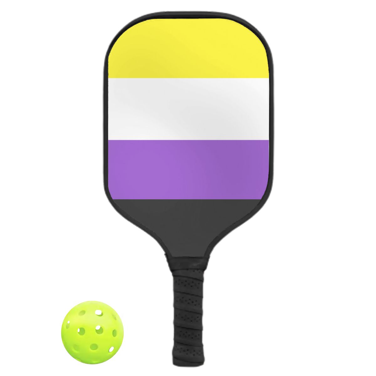 Non-Binary Pride Flag Pickleball Paddle