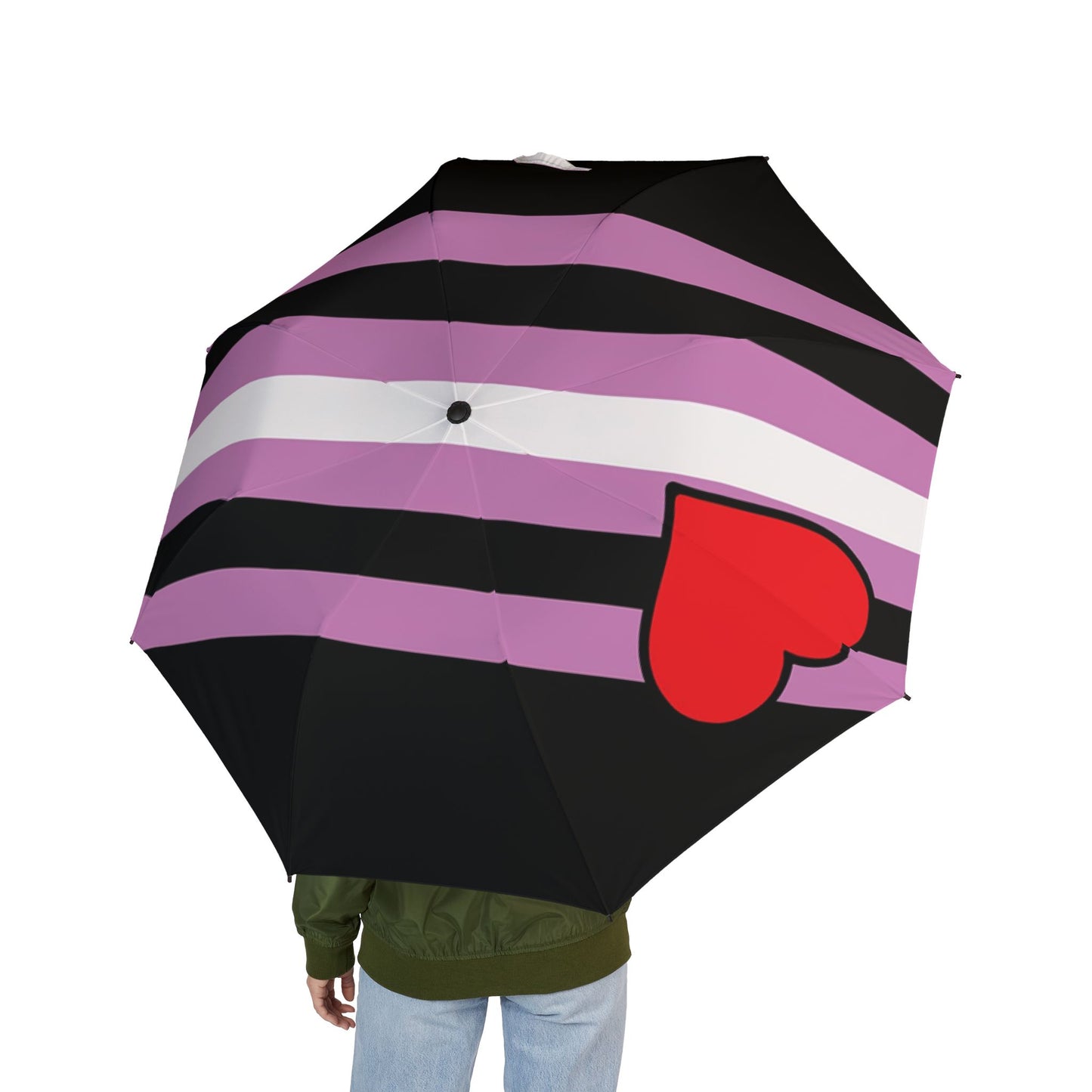 Leather Girl Pride Flag Semi-Automatic Foldable Umbrella