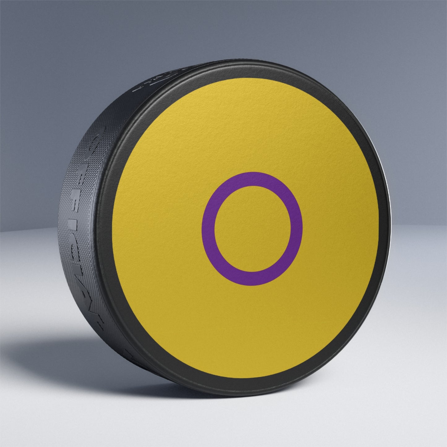 Intersex Pride Flag Hockey Puck