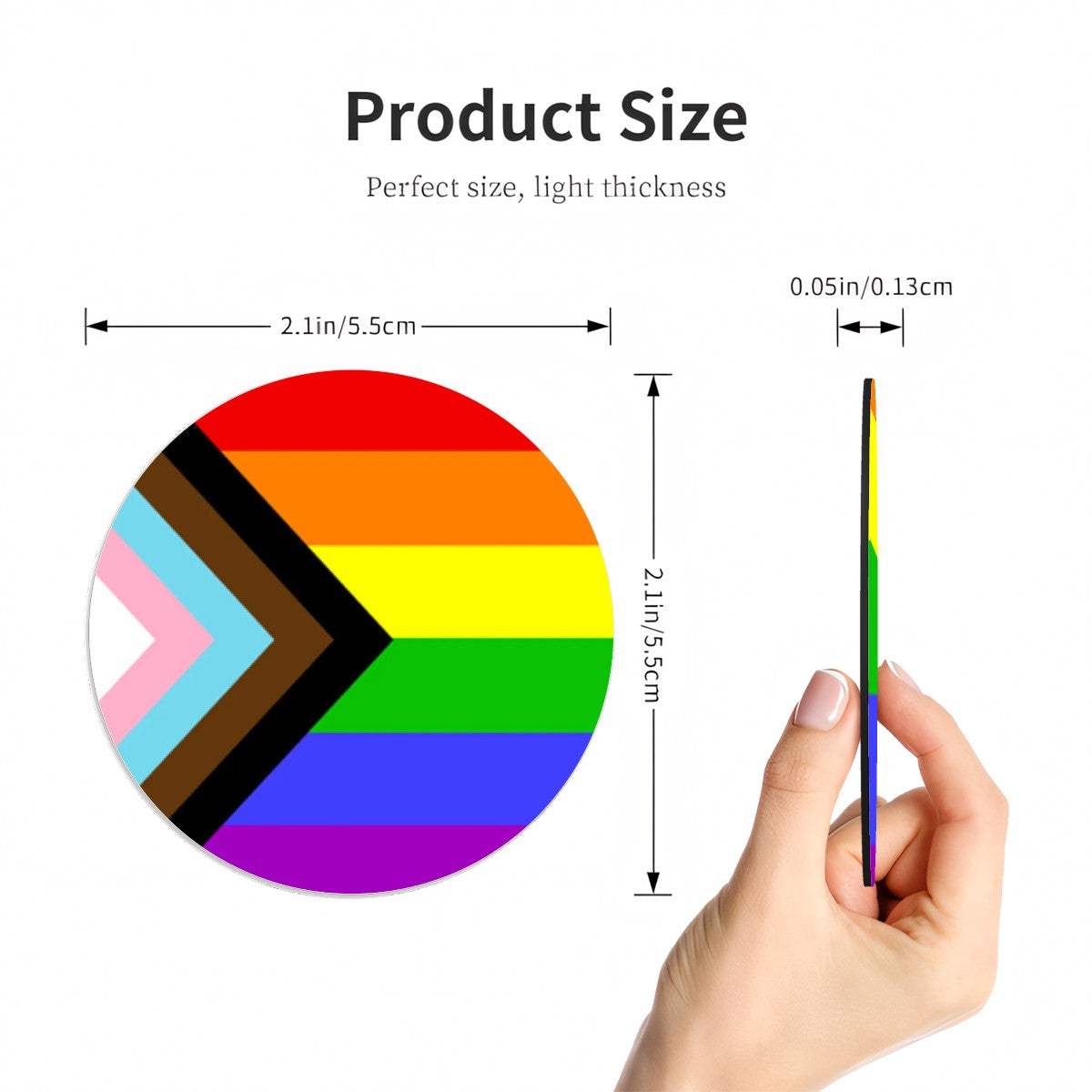 Progressive Pride Flag Round Magnet
