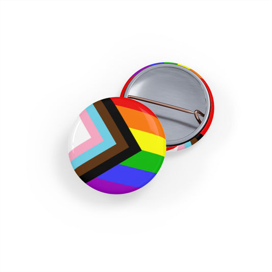 Progress Pride Flag Round Pins - Multiple Sizes