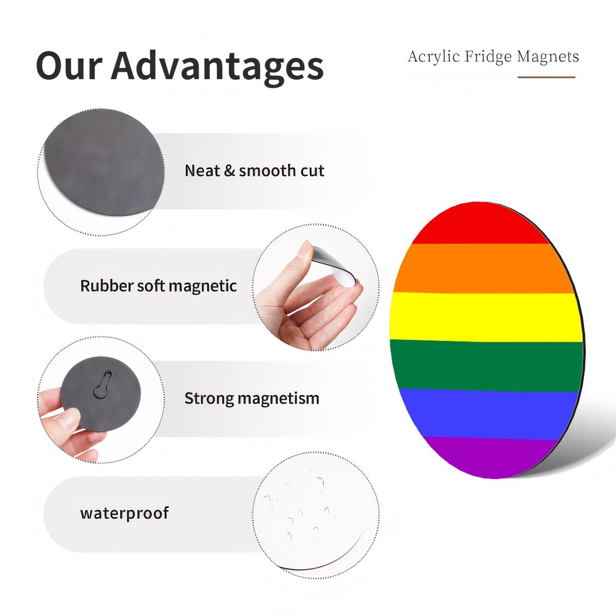 Rainbow Pride Flag Round Magnet