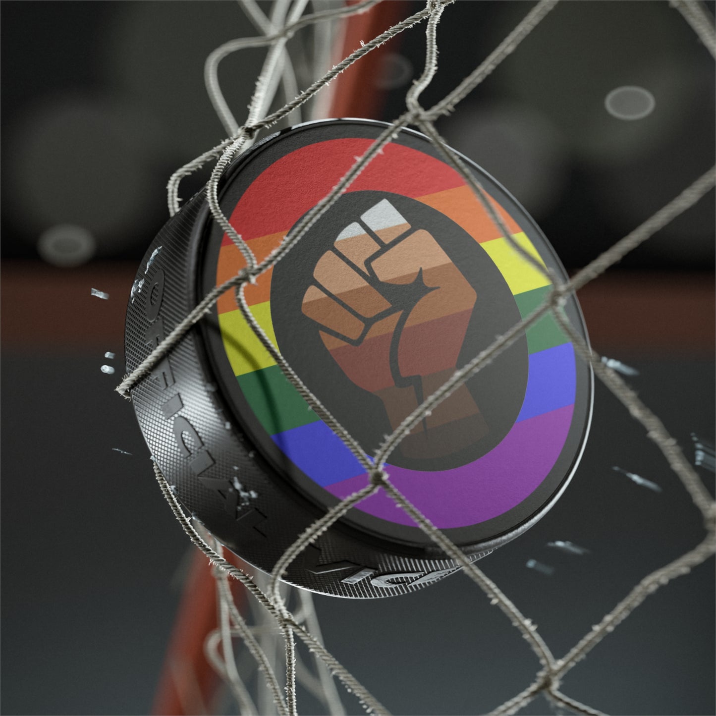 QPOC Pride Flag Hockey Puck