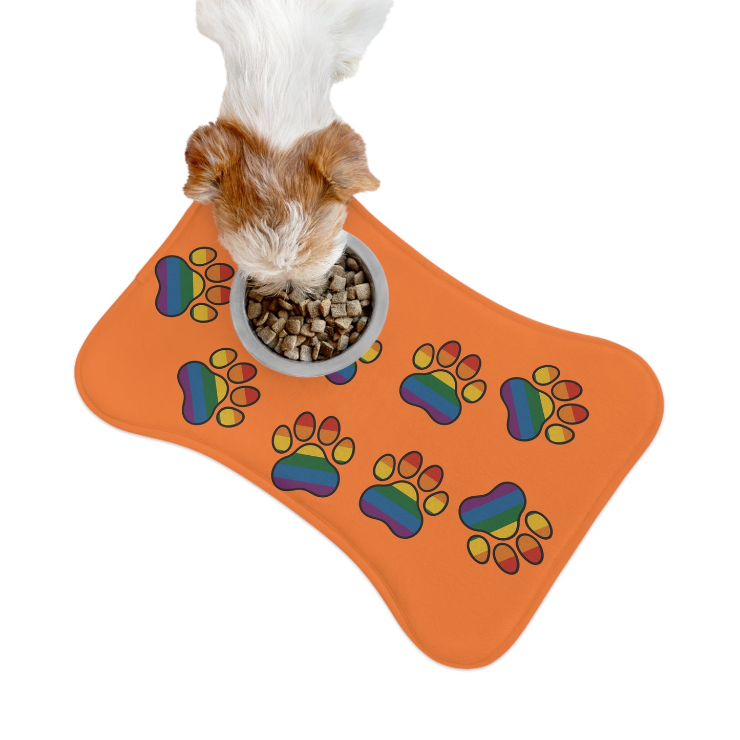 Rainbow Paw Print Pet Feeding Mats, Non-Slip