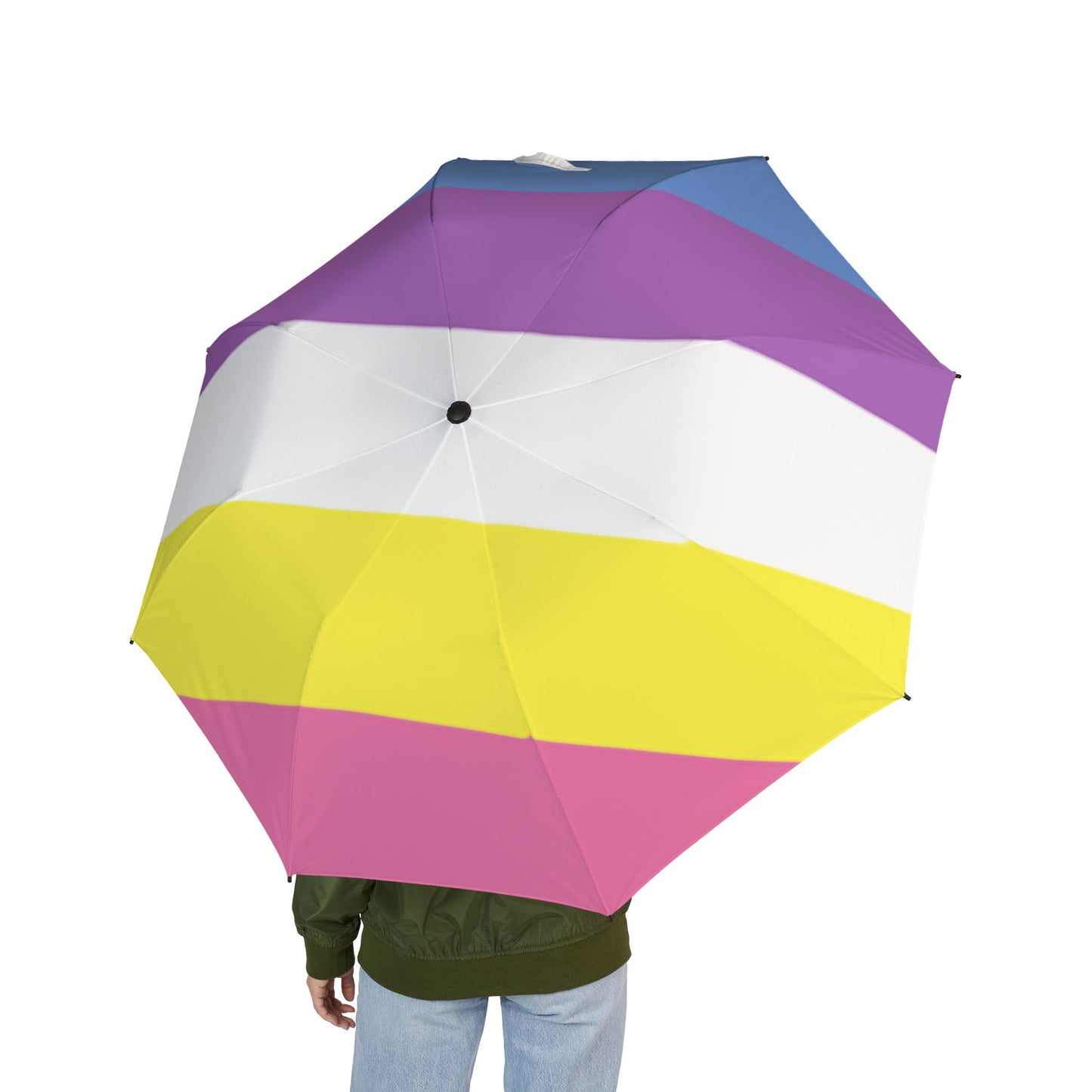 Bigender Pride Flag Semi-Automatic Foldable Umbrella
