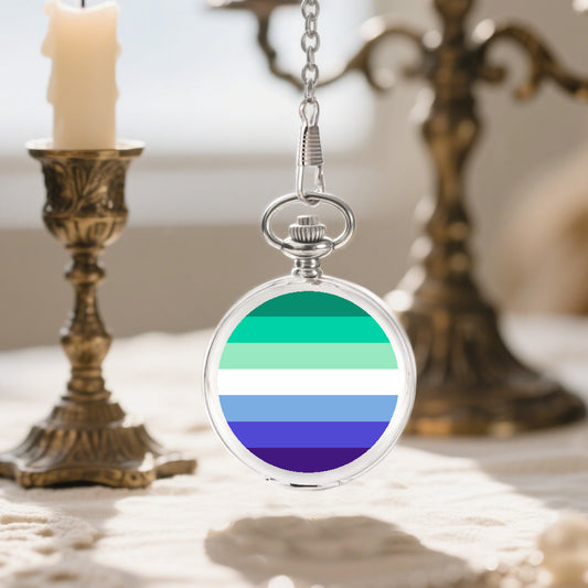 MLM Pride Flag Round Pocket Watch