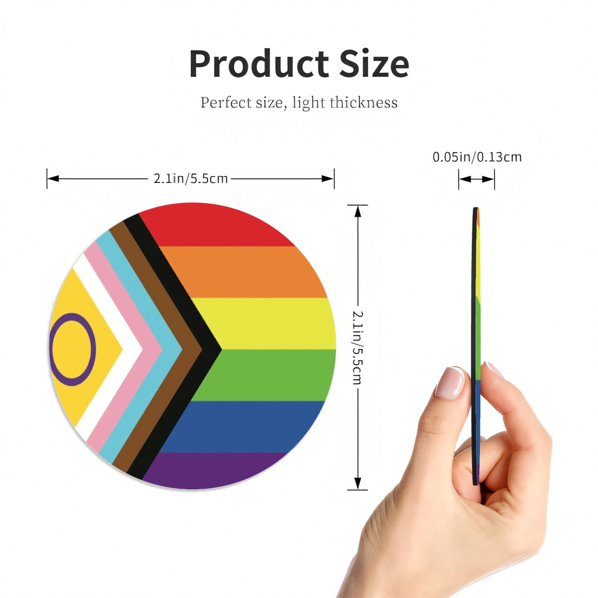 Inclusive Progress Pride Flag Round Magnet