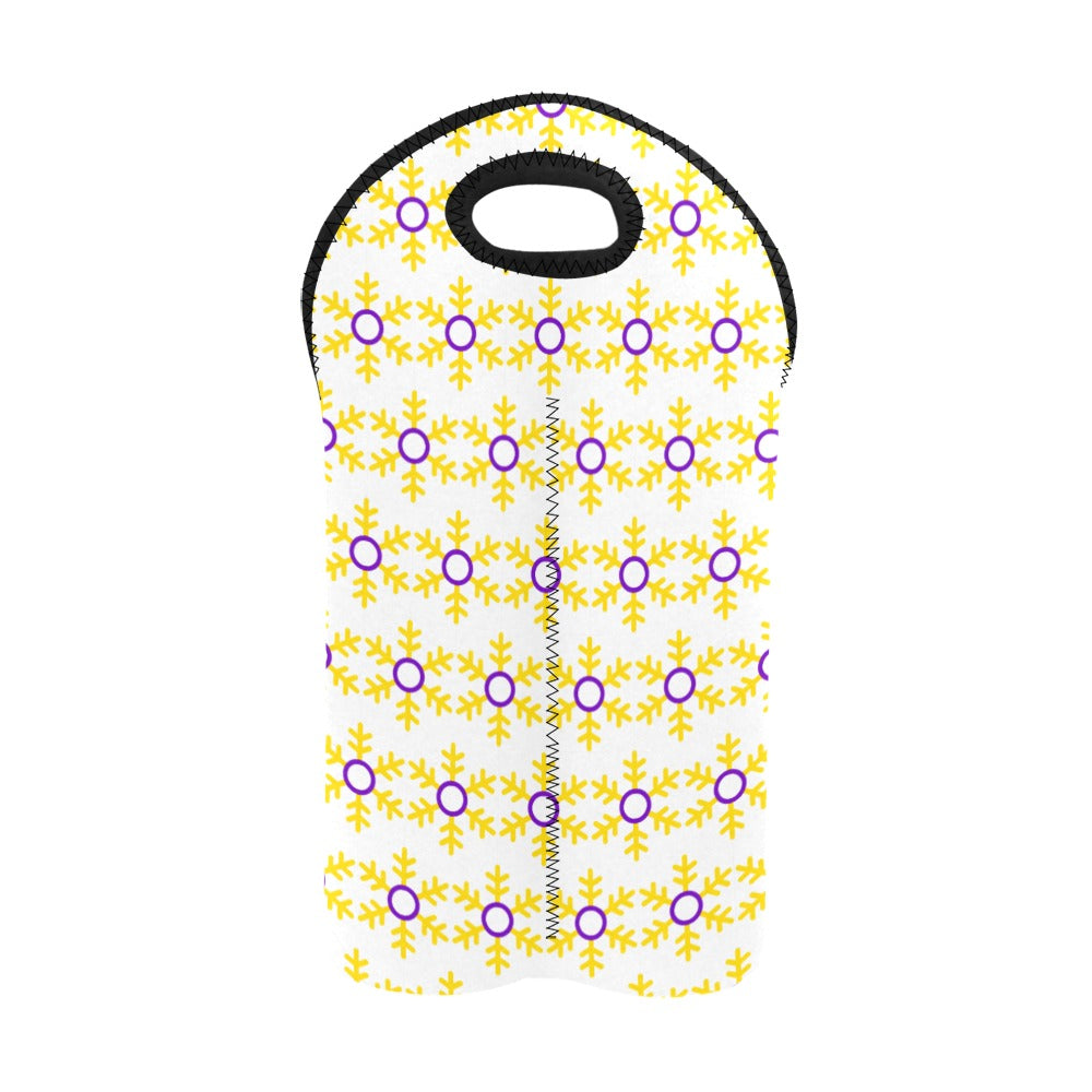 Intersex Pride Flag Snowflake 2-Bottle Neoprene Wine Bag