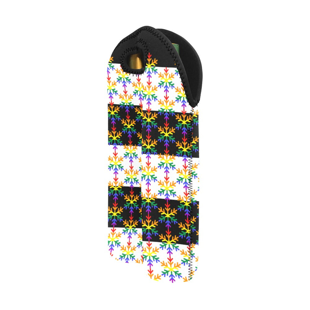 Ally Pride Flag Snowflake 2-Bottle Neoprene Wine Bag