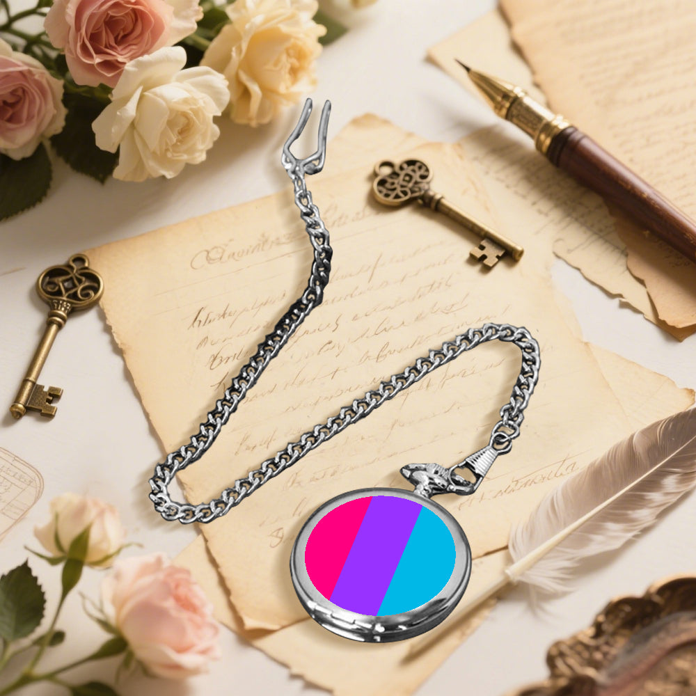 Androgyne Pride Flag Round Pocket Watch