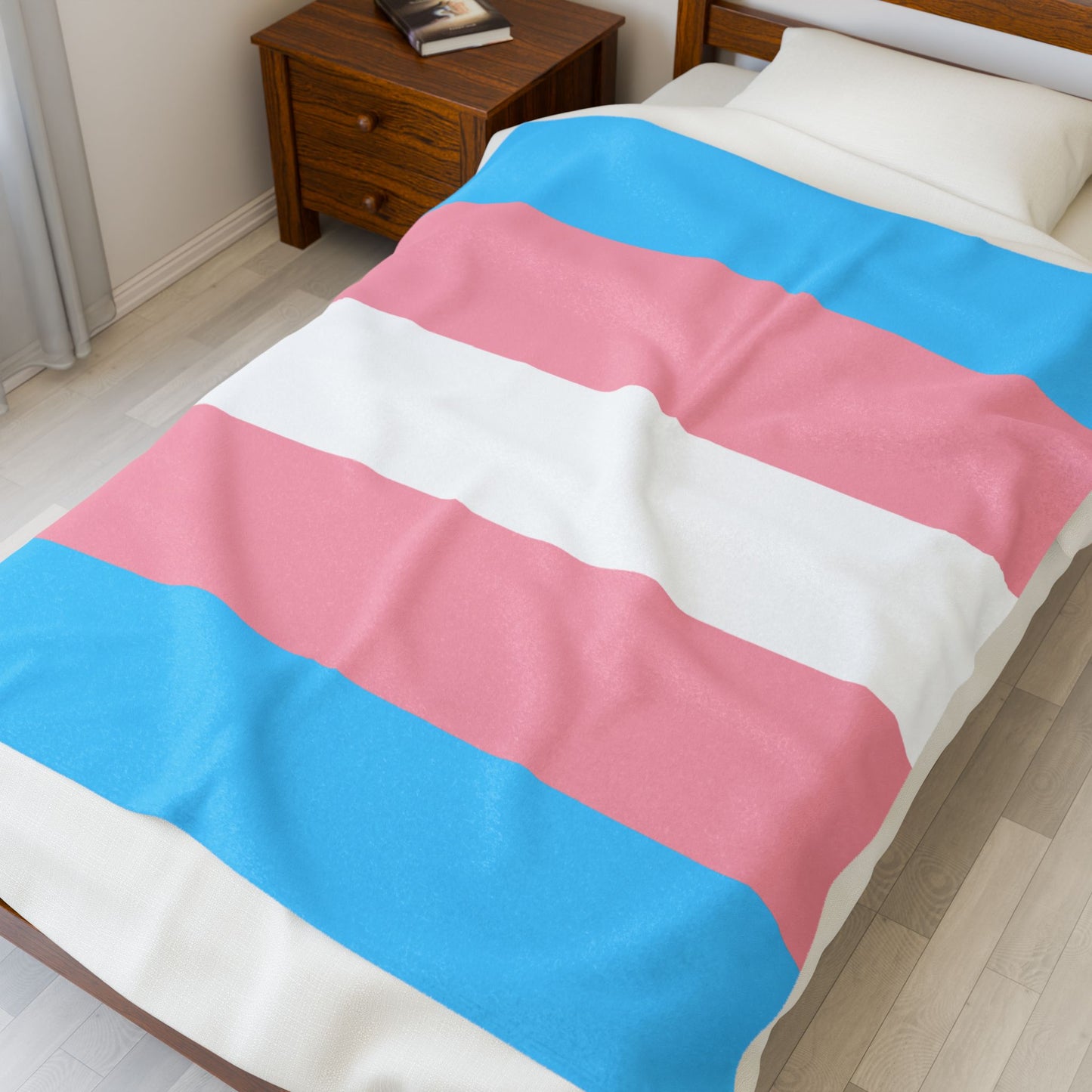 Transgender Pride Flag Velveteen Plush Blanket