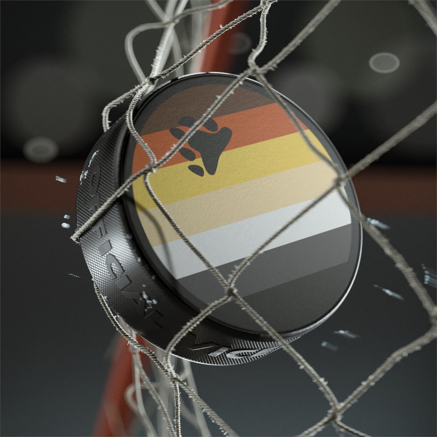 Bear Pride Flag Hockey Puck