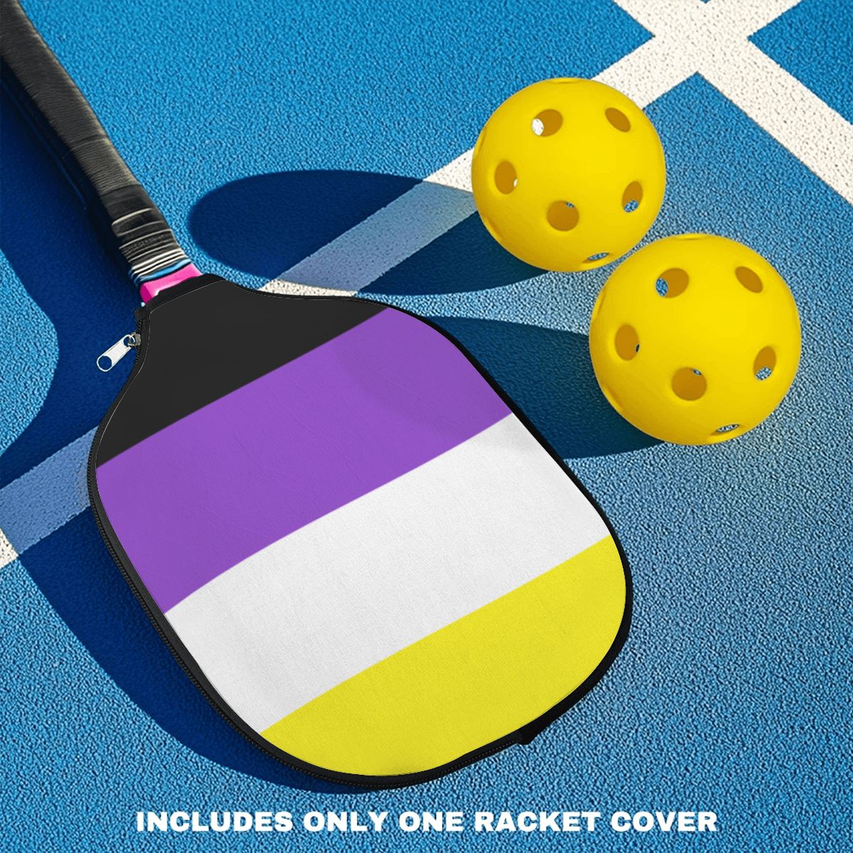 Non-Binary Pride Flag Pickleball Paddle Cover