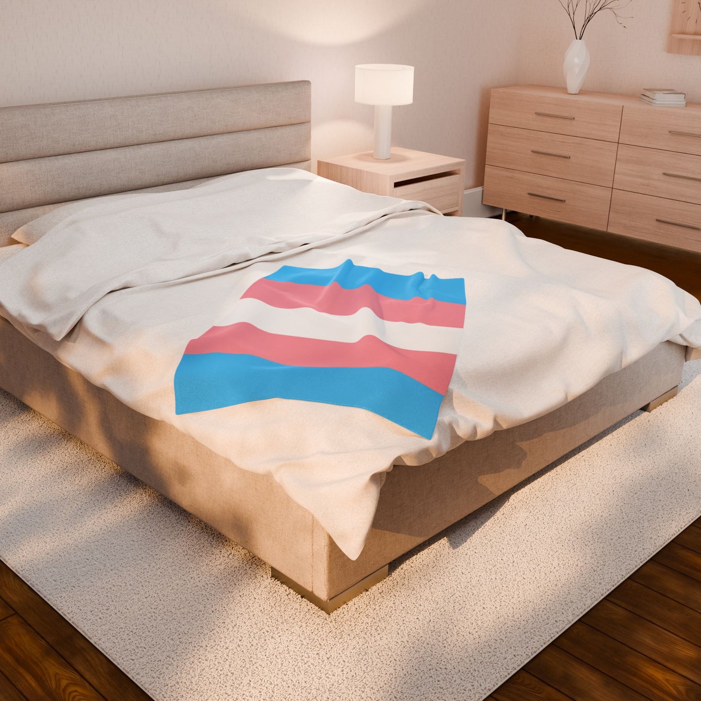 Transgender Pride Flag Velveteen Plush Blanket