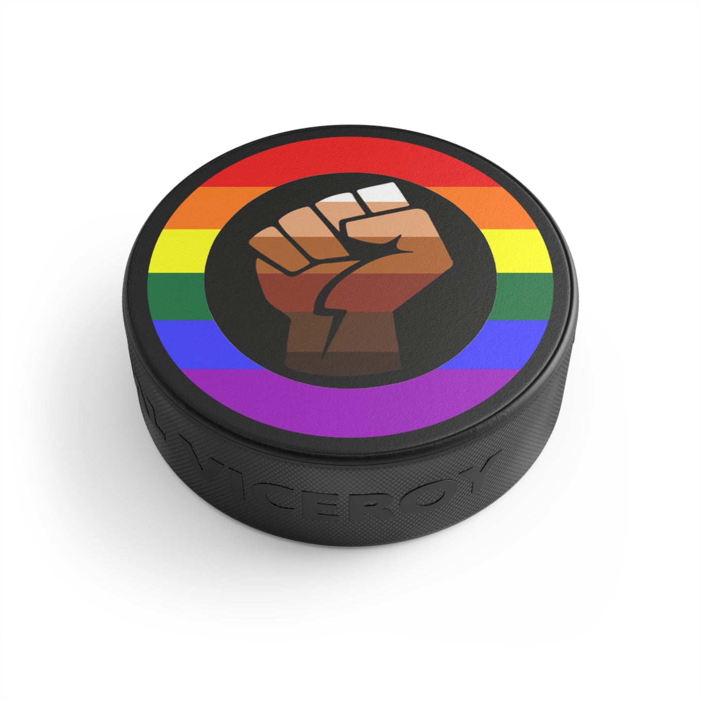 QPOC Pride Flag Hockey Puck