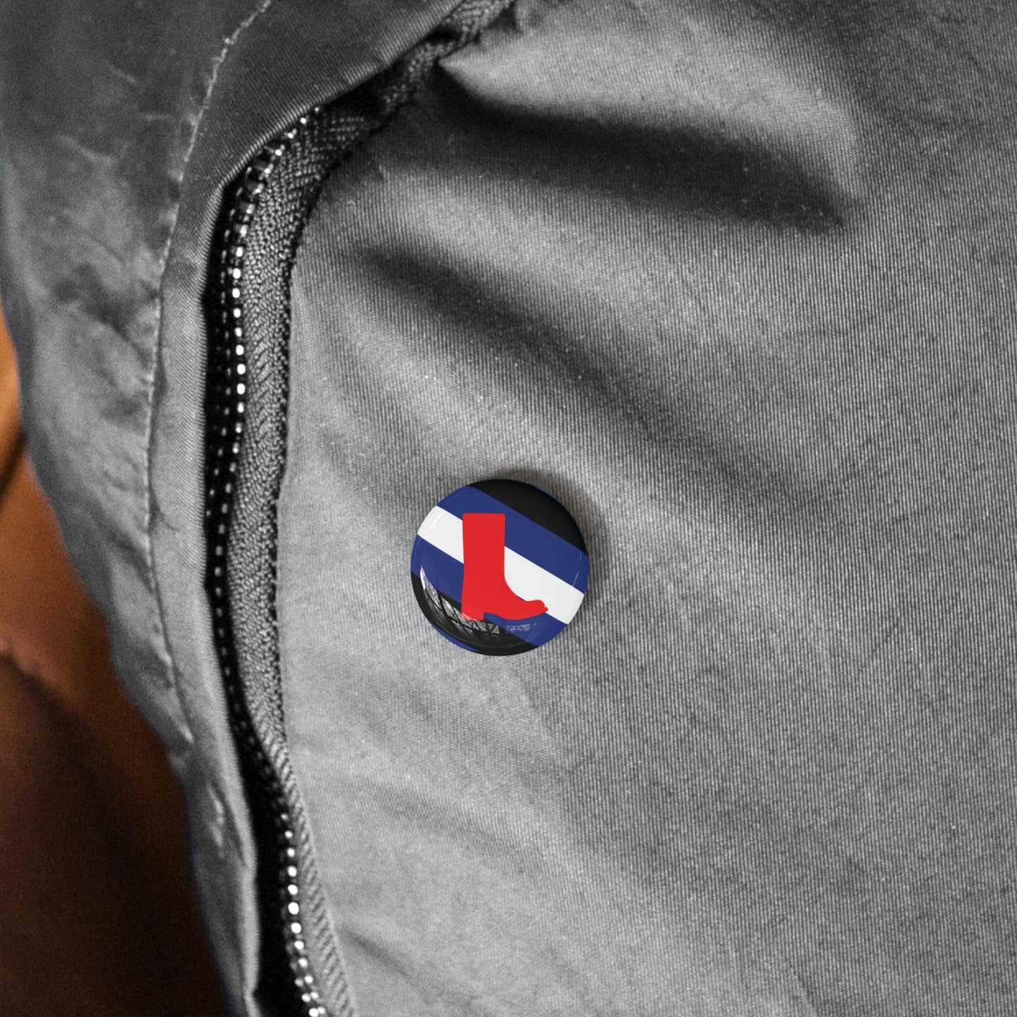 Boot Fetish Pride Flag Round Pins - Multiple Sizes