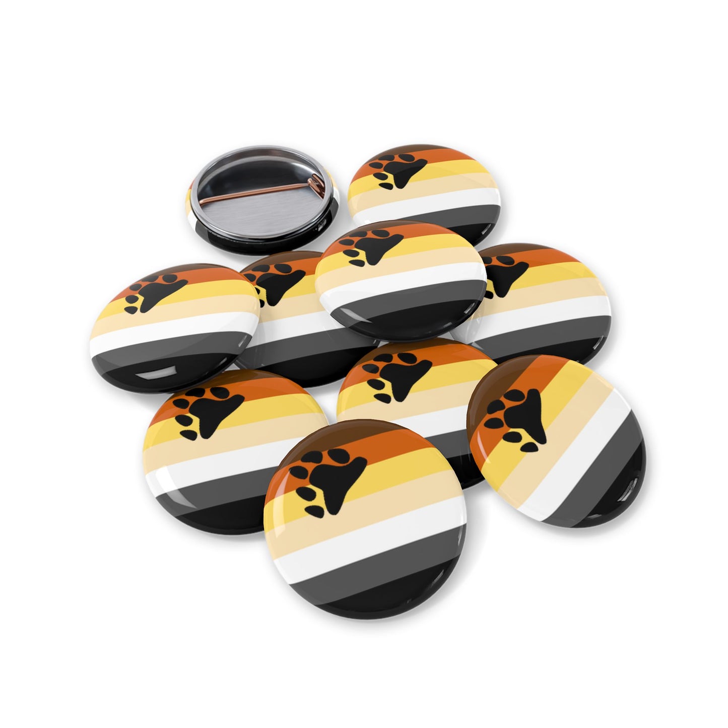 Bear Pride Flag Round Pins - Multiple Sizes