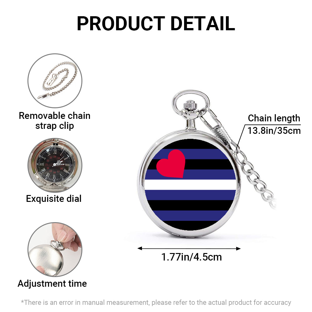 Leather Pride Flag Round Pocket Watch