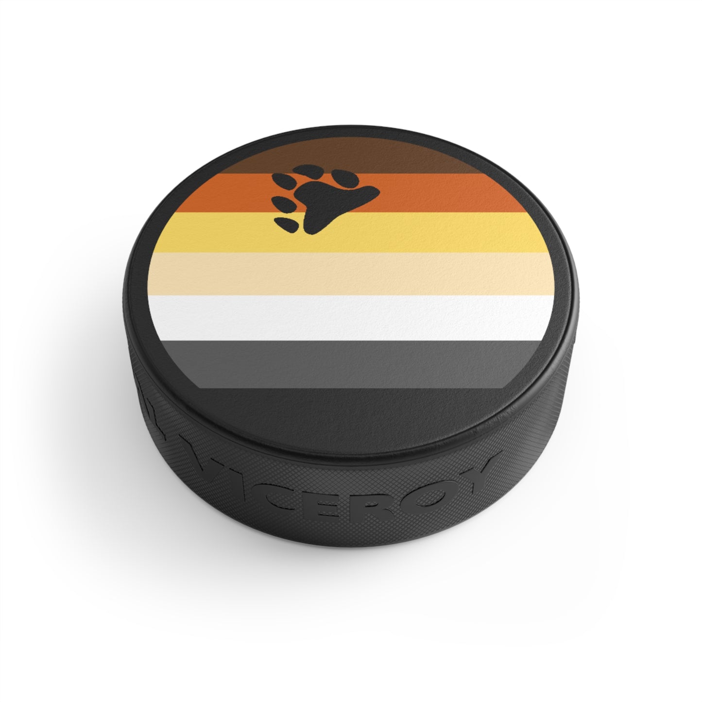 Bear Pride Flag Hockey Puck