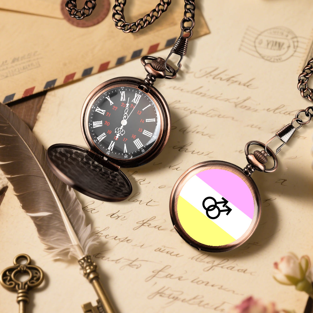 Twink Pride Flag Round Pocket Watch