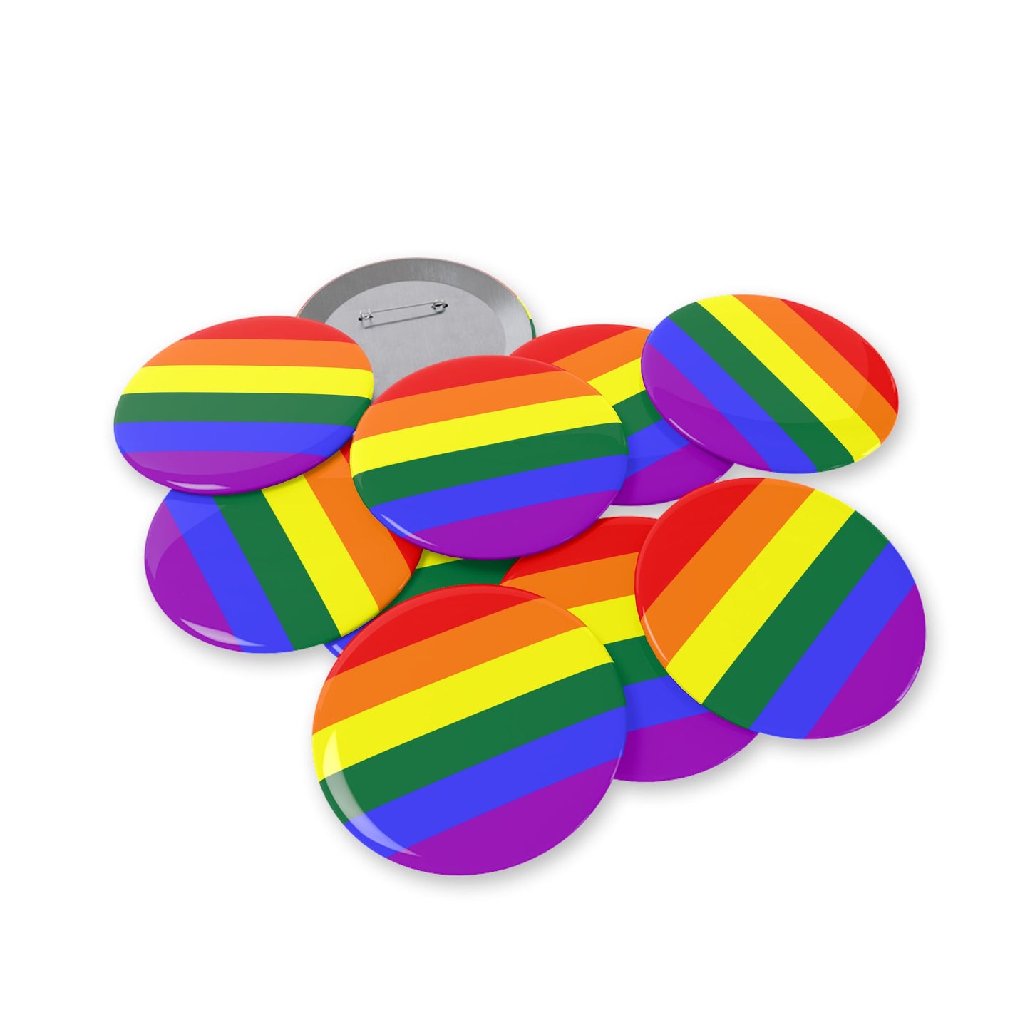 Rainbow Pride Flag Round Pins - Multiple Sizes