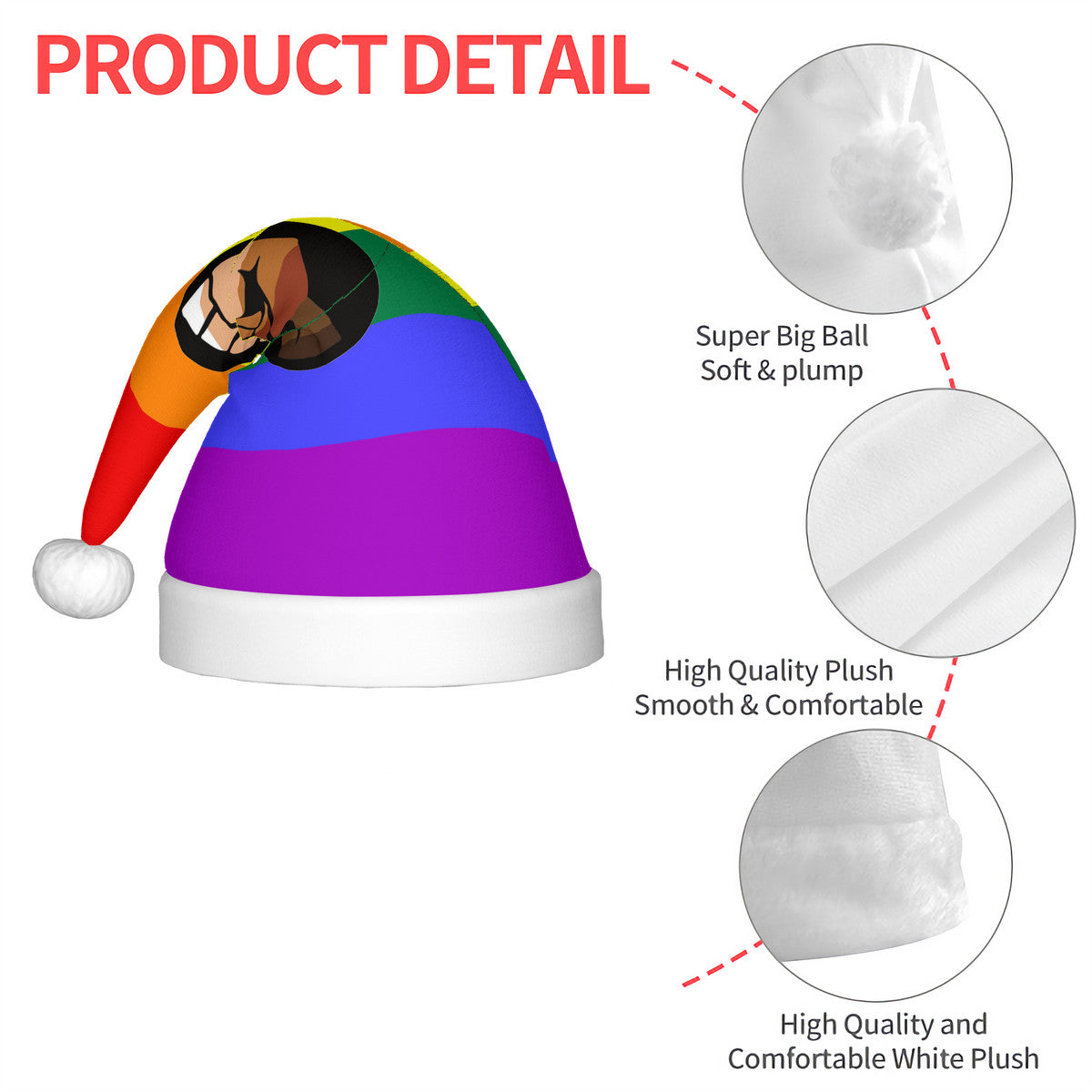 QPOC Pride Flag Adult Plush Holiday Hat