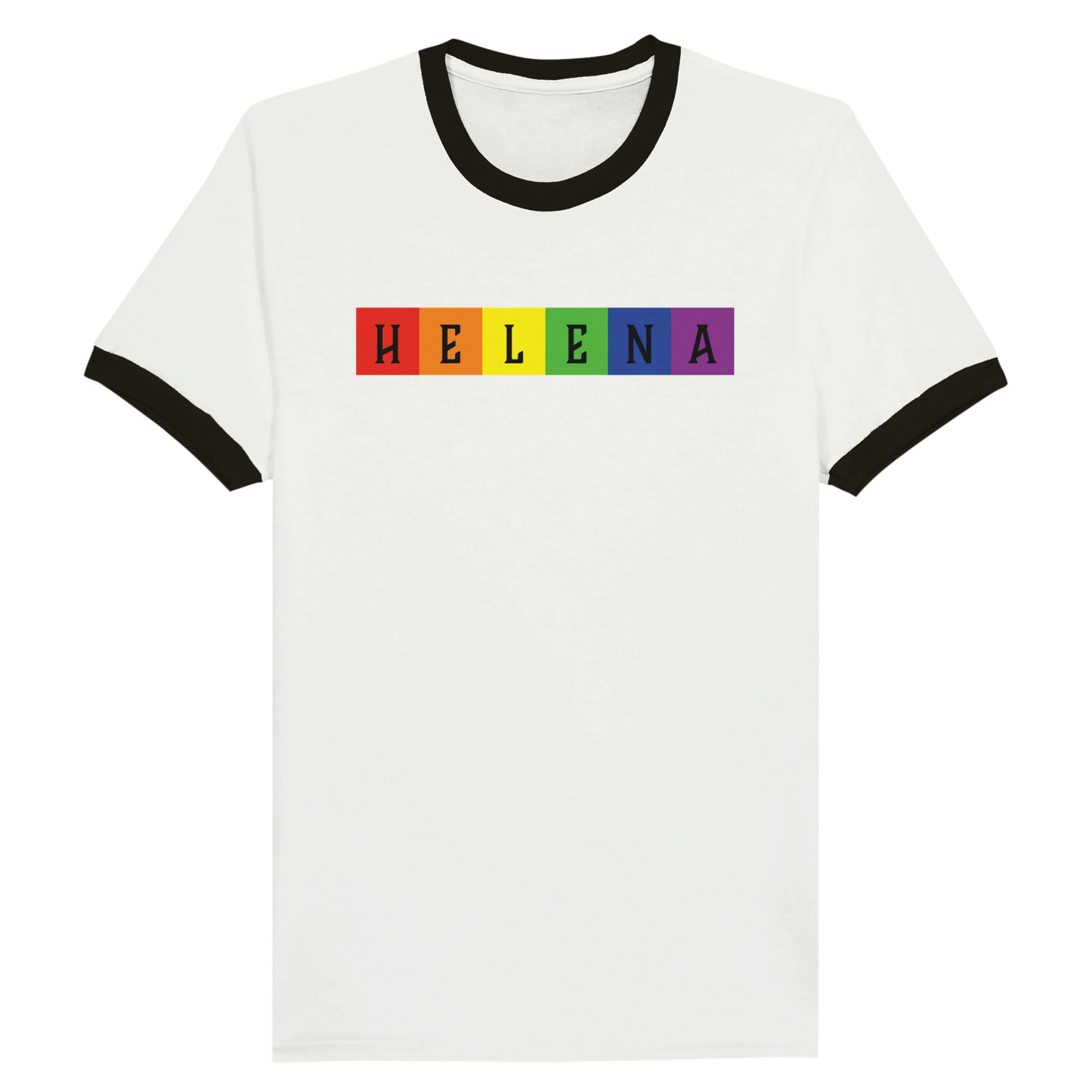 Helena Pride Unisex Ringer T-shirt White with Black