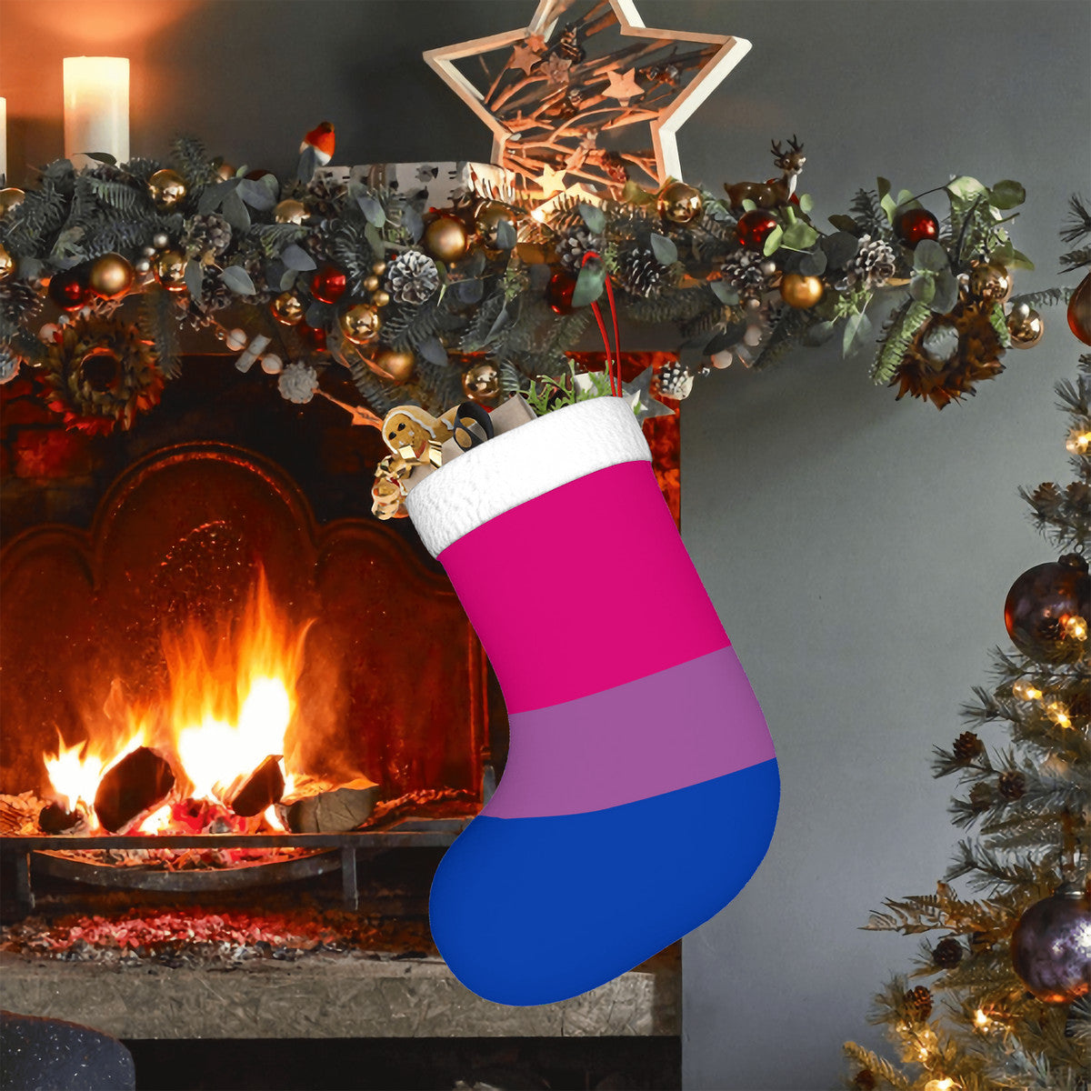 Bisexual Pride Flag Holiday Stocking 11" x 17.7"