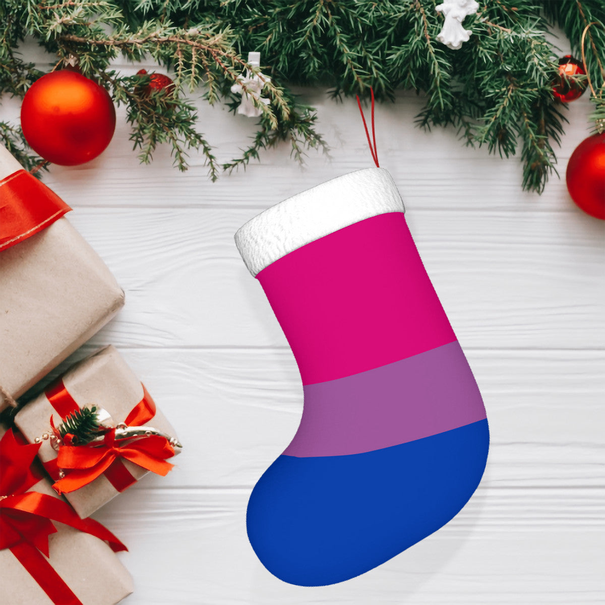 Bisexual Pride Flag Holiday Stocking 11" x 17.7"