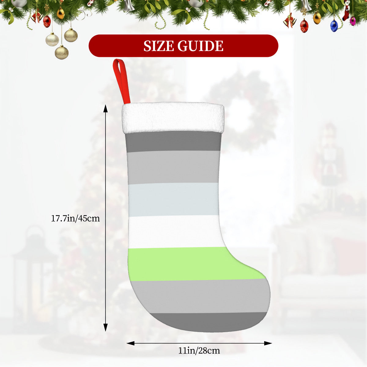 Demiagender Pride Flag Holiday Stocking 11" x 17.7"