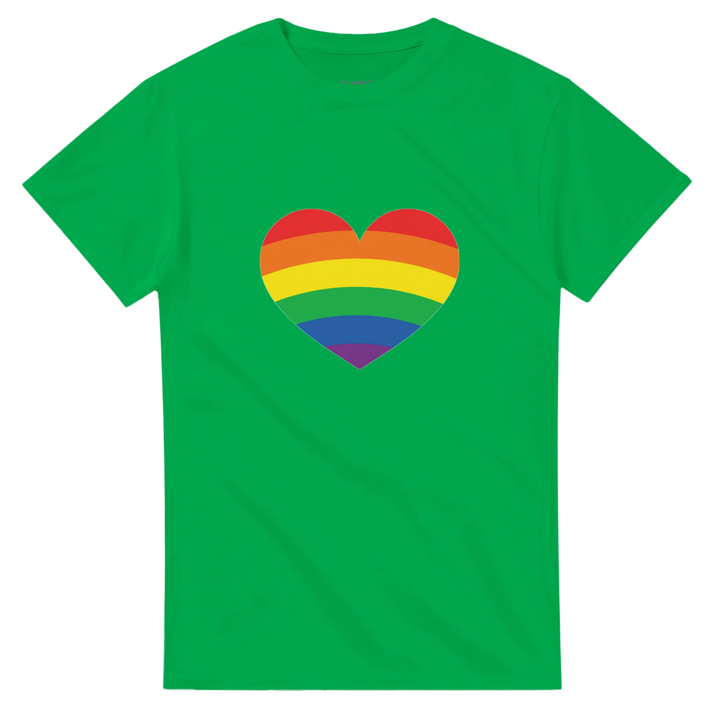 Rainbow Heart T Shirt Kelly Green