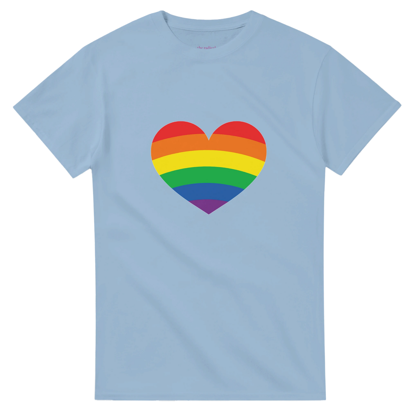 Rainbow Heart T Shirt Light Blue