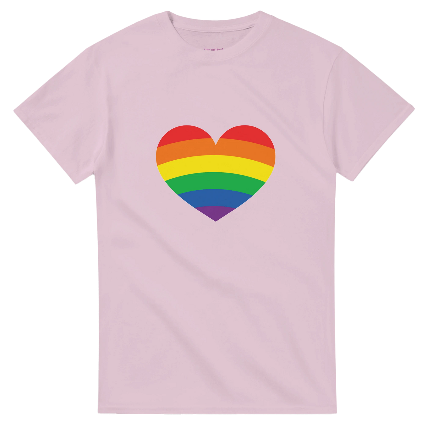 Rainbow Heart T Shirt Light Pink