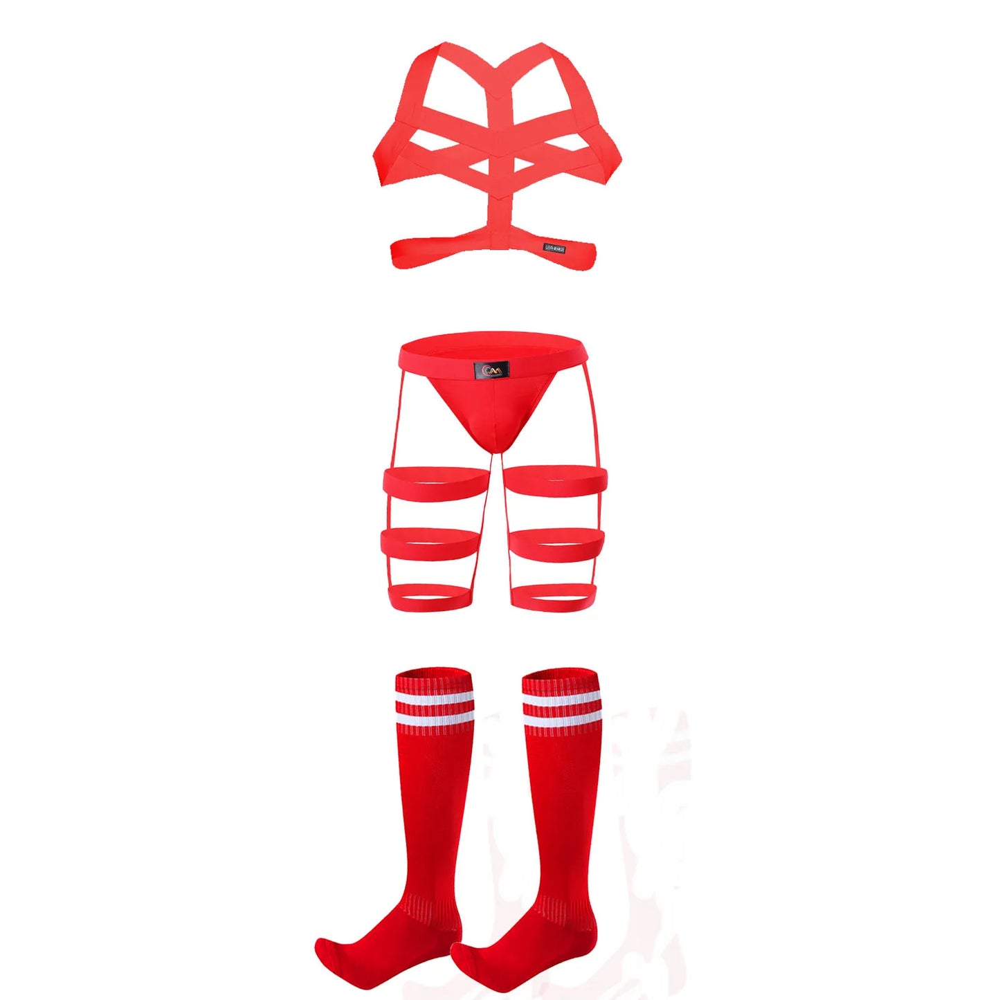 Sexy Mens Jockstrap Thigh Suspender Briefs With Bandage Belt Male